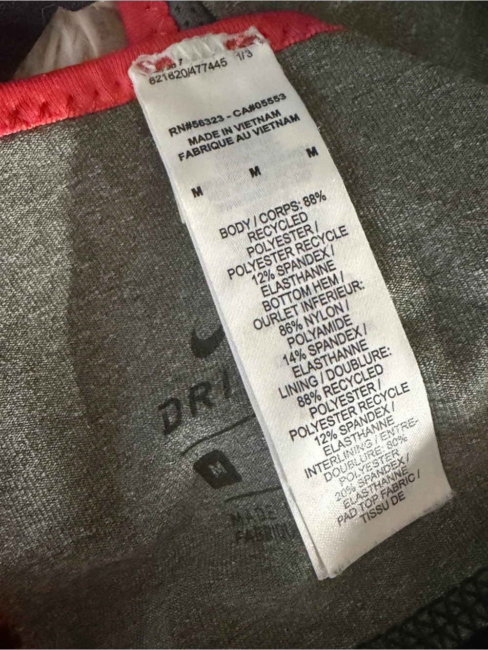 Nike Gray Sports Bra with Red Trim